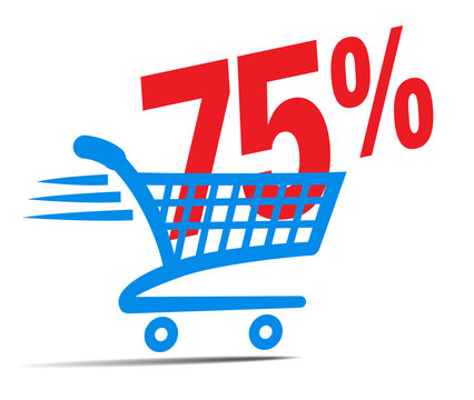 Check Out Cart SALE Icon Symbol with 75 Percent