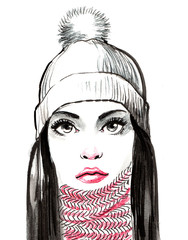 Pretty girl in winter clothing