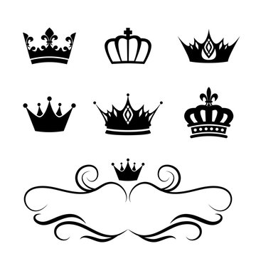 Collection of crown silhouette symbols no.3