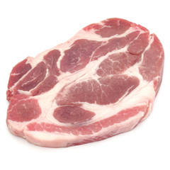 Raw pork chop meat isolated on white background cutout