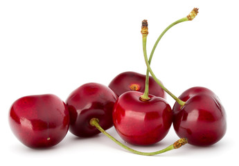 Sweet cherry berries isolated on white background cutout