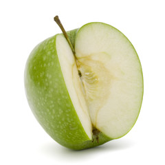 Green sliced apple isolated on white background cutout