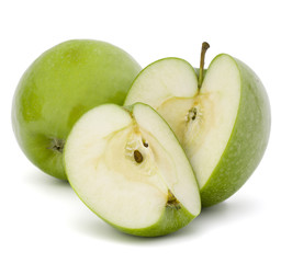 Green sliced apple isolated on white background cutout