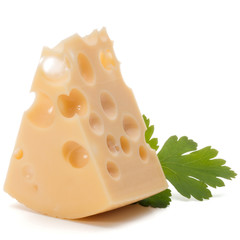 Cheese block isolated on white background cutout