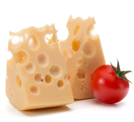 Cheese block isolated on white background cutout