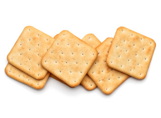Dry cracker cookies isolated on white background cutout