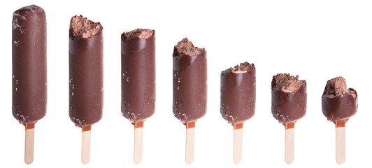 Ice cream on stick in chocolate glaze