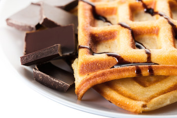 Belgian waffles with chocolate