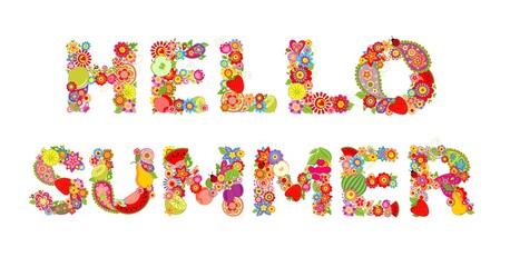 Hello, summer! Print with flowers and fruits