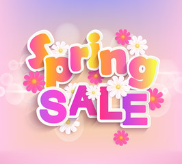 Spring sale label, 50 percent discount.