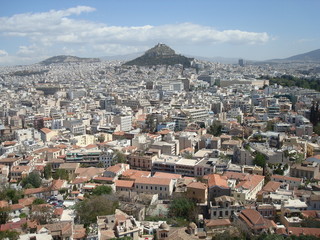 Fototapeta na wymiar View of famouse mount Lycabettus from Acropoli