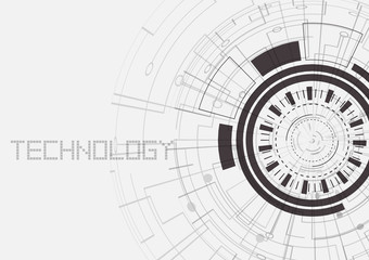 Black circle tecnhology texture on gray background vector illustration