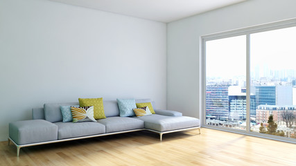 Modern living room 3d rendering