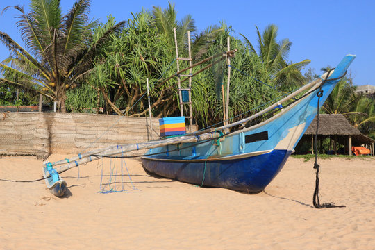 traditional fishing boat on Sri Lanka