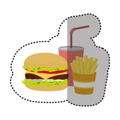 hamburger, soda and fries french icon, vector illustraction