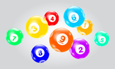 Vector Bingo / Lottery Number Balls Set - Colorful	- 1 to 9