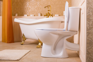 Obraz na płótnie Canvas Luxury sanitary equipment with gold elements
