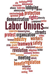 Labor unions, word cloud concept 7