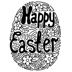 Easter egg with flower and Happy Easter wishes