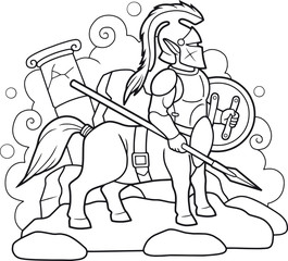 Cartoon centaur with a spear in his hand