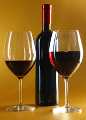 bottle of wine and glass on the table