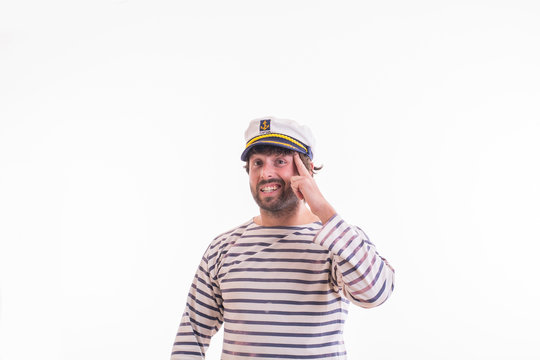 Young man sailor thinking