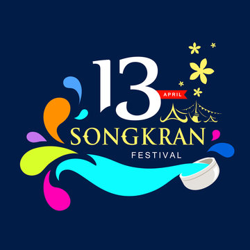 Vector logo songkran festival of Thailand design background, illustration