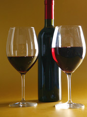 bottle of wine and glass on the table