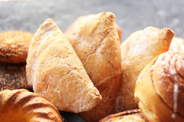 Bakery products on table