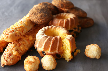 Bakery products on table