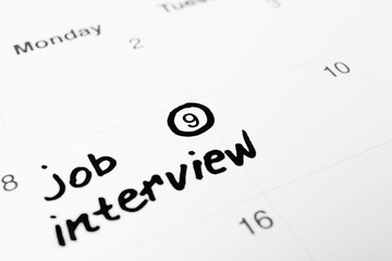 Job interview date on calendar