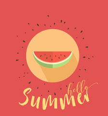 Obraz premium Hello summer card with melon