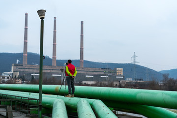 photographer taking picture to the thermoelectric plant