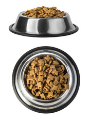 Dog food in bowl, isolated