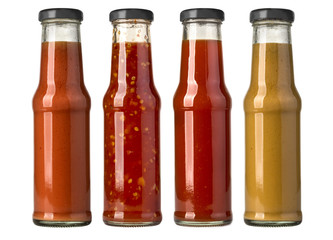 barbecue sauces in glass bottles