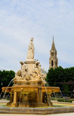 Fototapeta na wymiar Pradier Fountain, Nimes, France