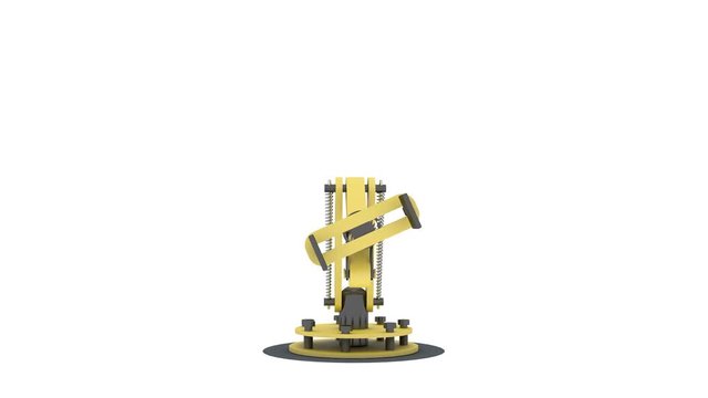 3d Industrial robotic arm mechanic robot. hi tech cyborg machine .Isolated droid on white background animation 