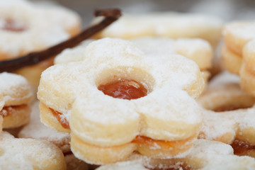 Homemade cookies filled with jam, closeup