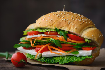 Vegan sandwich with raw vegetables