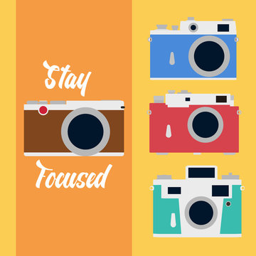 Camera icons set in flat style. Four vector