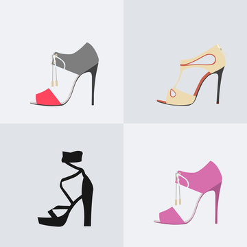 High heels icon. Colorful vector set.