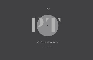 pt p t  grey modern alphabet company letter logo icon