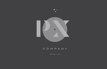 px p x  grey modern alphabet company letter logo icon