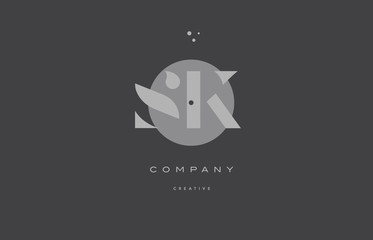 sk s k  grey modern alphabet company letter logo icon