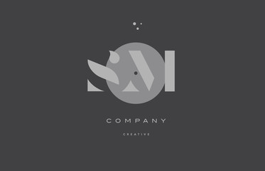 sm s m  grey modern alphabet company letter logo icon