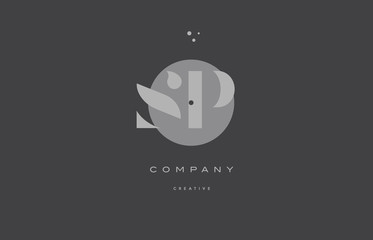 sp s p  grey modern alphabet company letter logo icon