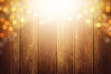 Old wooden background with bokeh