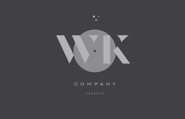wk w k  grey modern alphabet company letter logo icon