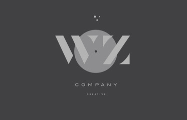 wz w z  grey modern alphabet company letter logo icon