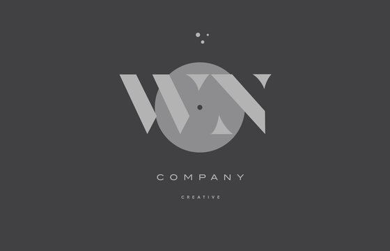 wn w n  grey modern alphabet company letter logo icon